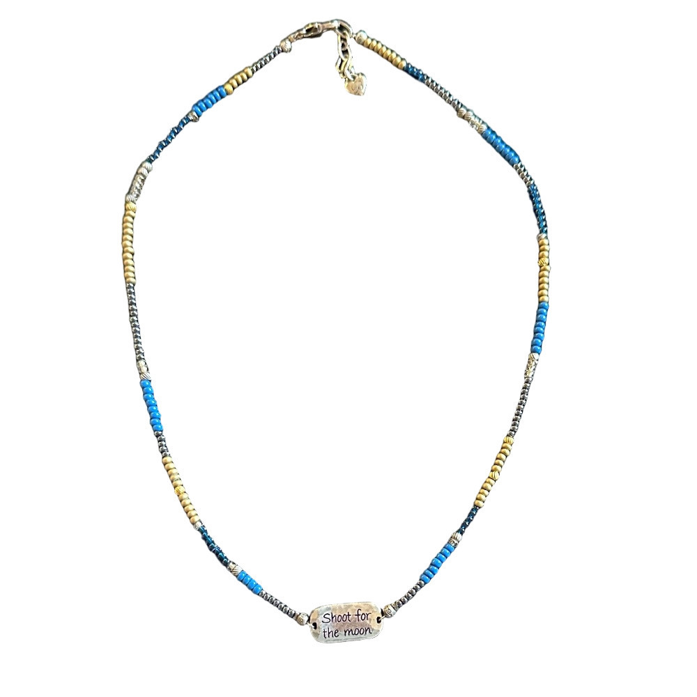Brighton Seeds 4 the Soul Beaded Necklace Shoot for the Moon Pendant 19” EUC 